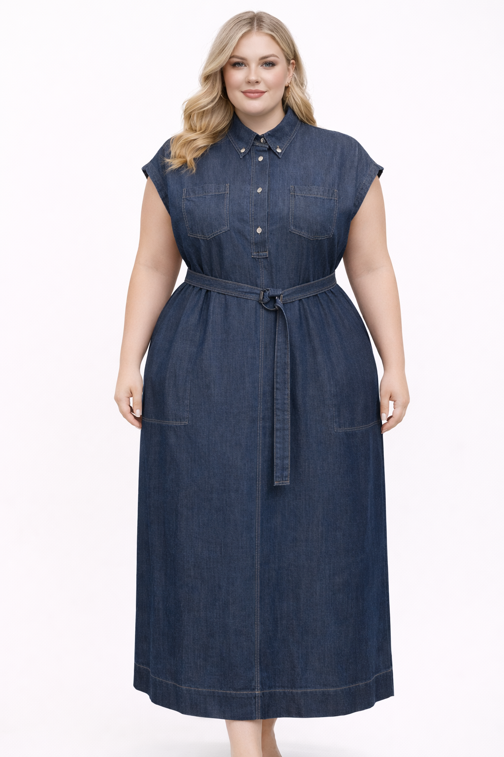 SLEEVELESS SHIRT DRESS