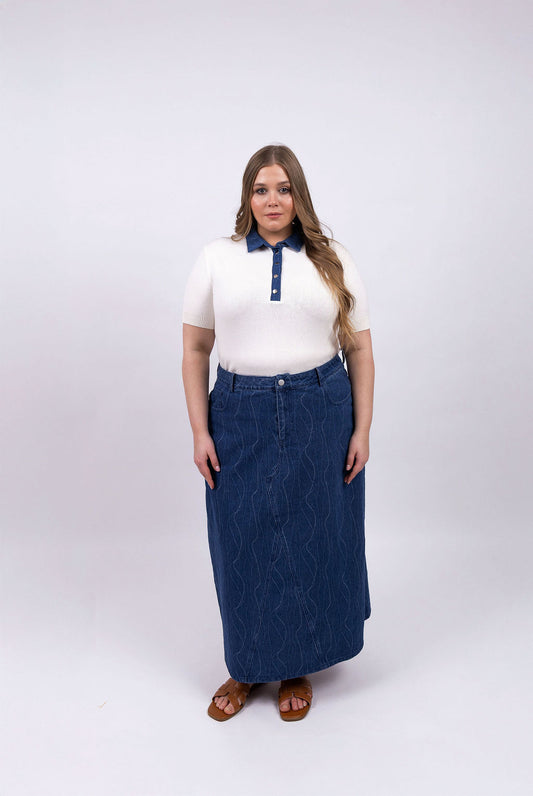 DENIM V SKIRT