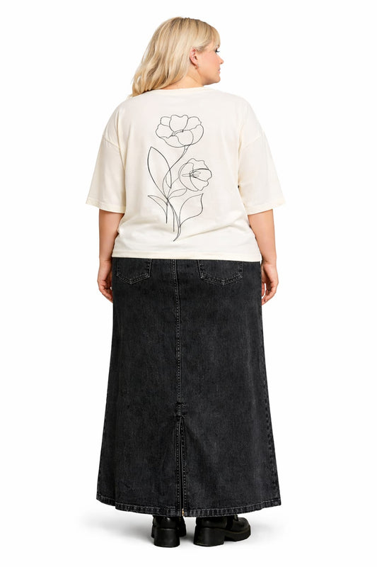 RELAXED TEE WITH BLACK FLORAL GRAPHIC