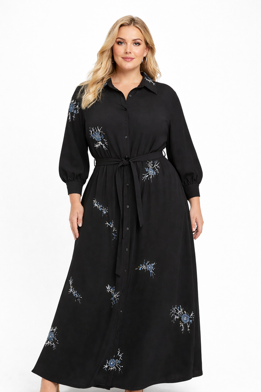 EVENING FROST BELTED DRESS