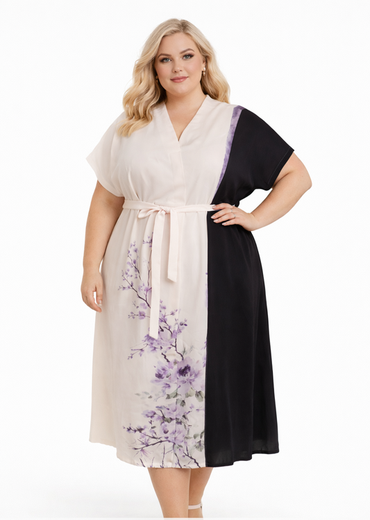 LAVENDER BLOSSOM PANEL DRESS