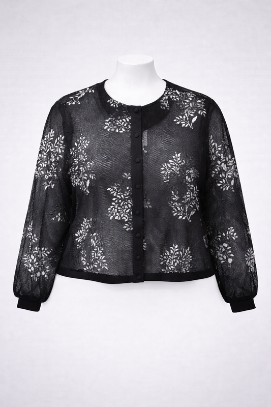 MOONLIGHT FLORAL MESH CARDIGAN