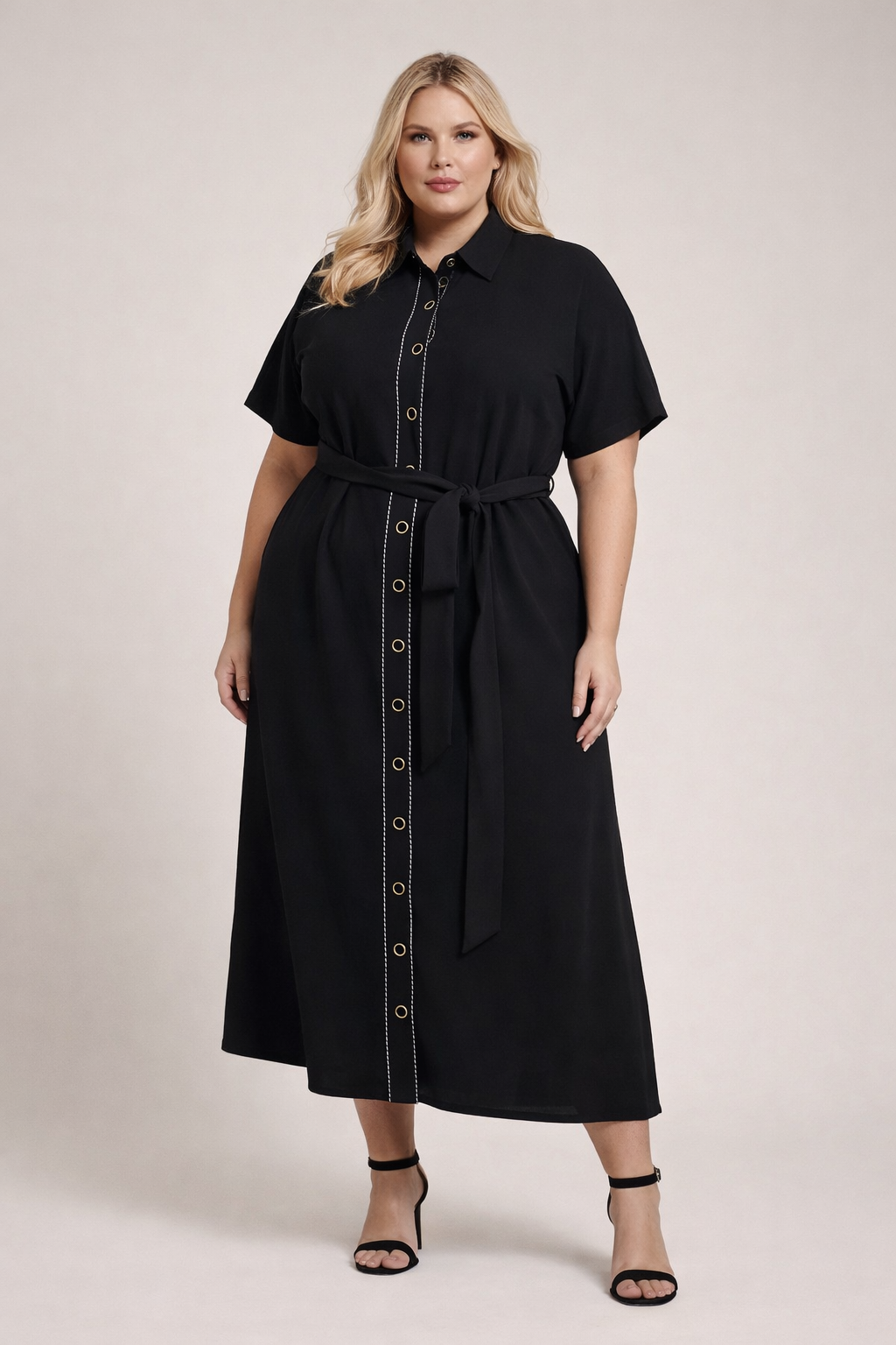 CHIC BELTED MIDI DRESS
