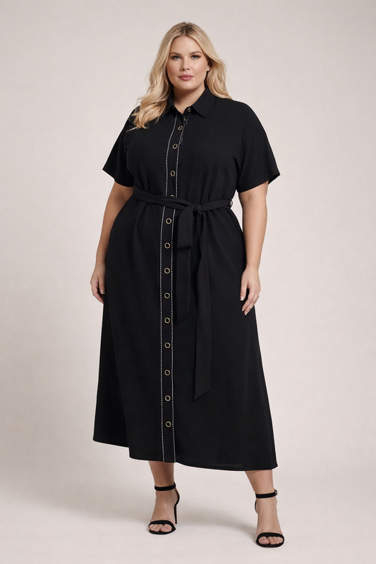 CHIC BELTED MIDI DRESS