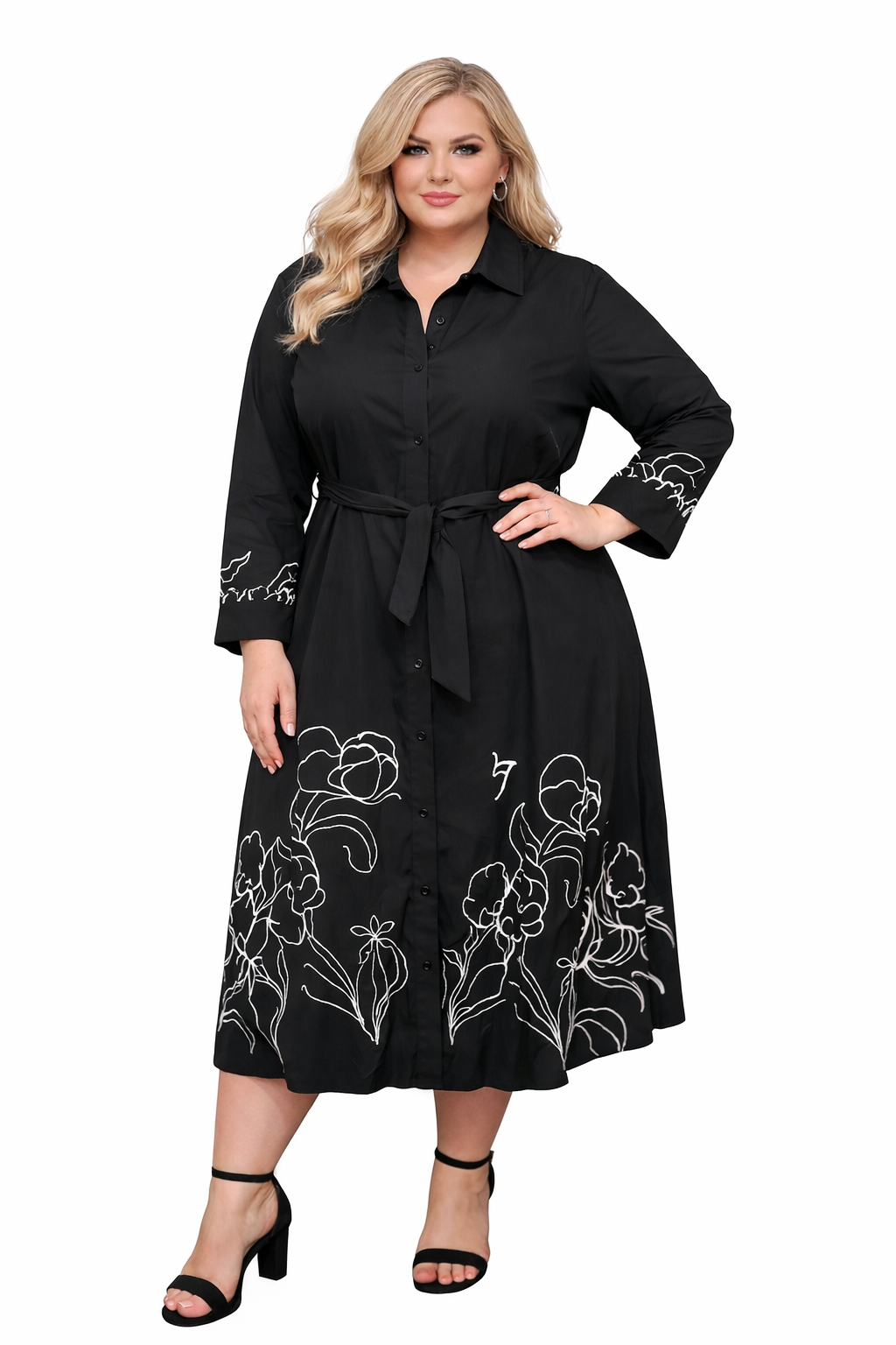 BLACK ORCHID BELTED DRESS