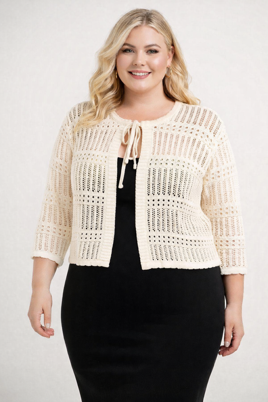 LATTICE TIE CARDIGAN