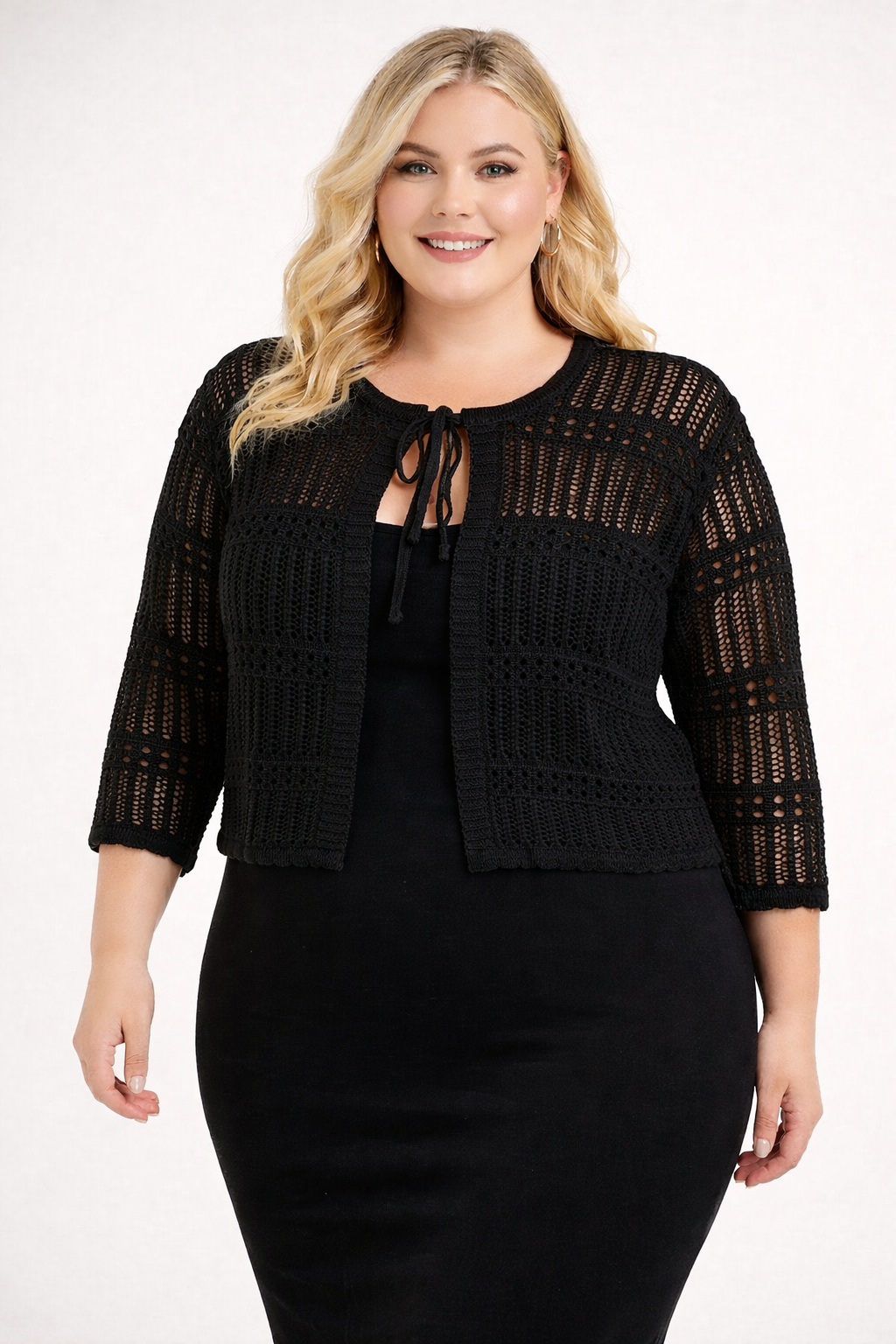 LATTICE TIE CARDIGAN