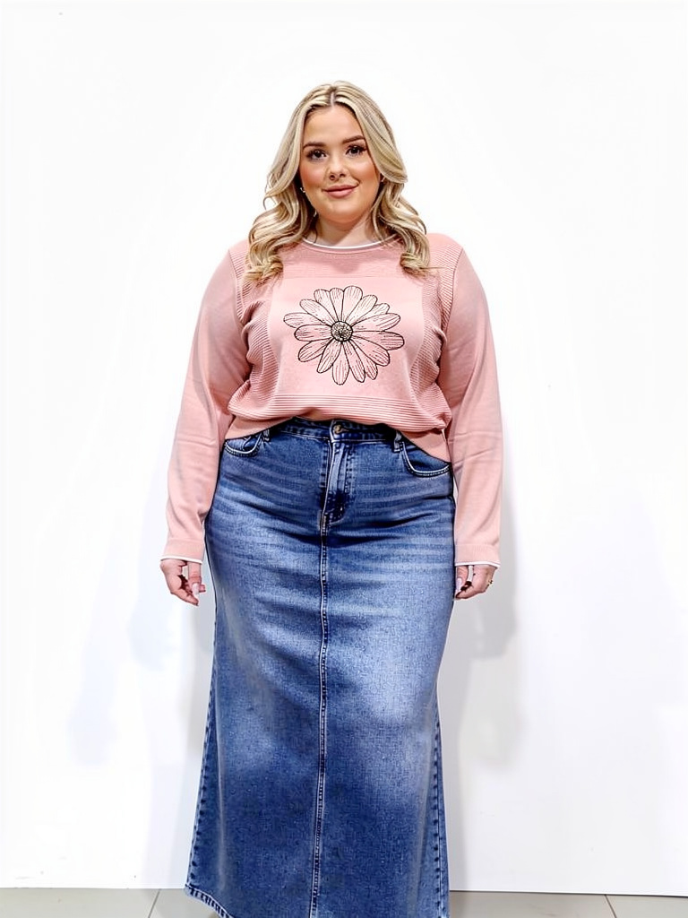 BLUSH DAISY KNIT SWEATER