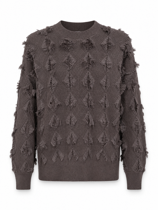 TEXTURED FRINGE SWEATER