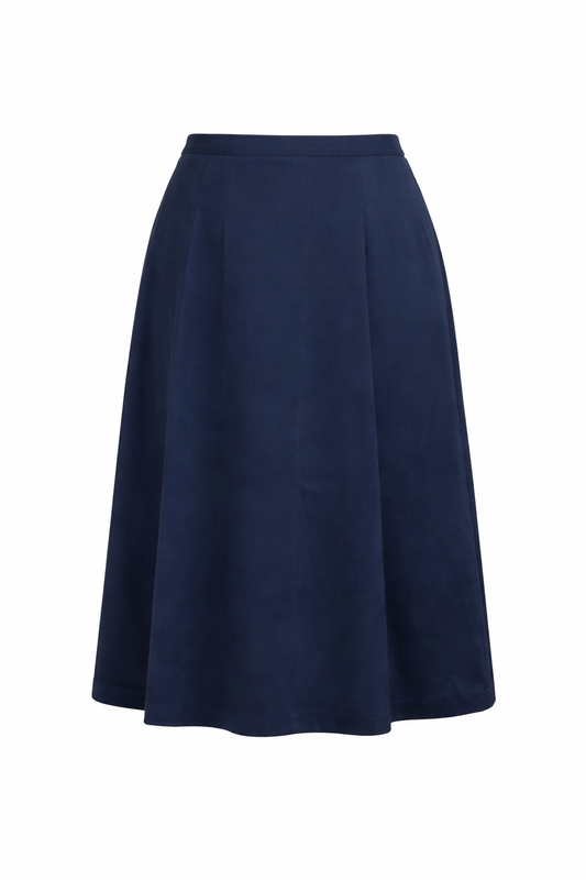 THE ESSENTIAL NAVY MIDI SKIRT