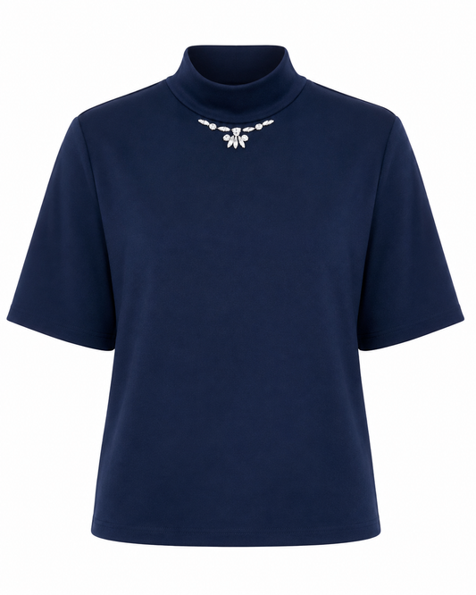 CRYSTAL MOCK NECK TOP