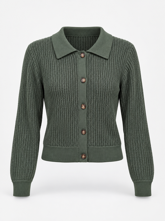 OLIVE COLLARED CARDIGAN