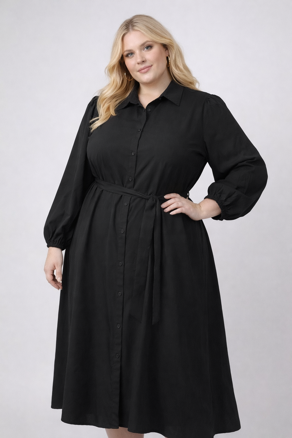 BUBBLE SLEEVE SHIRTDRESS