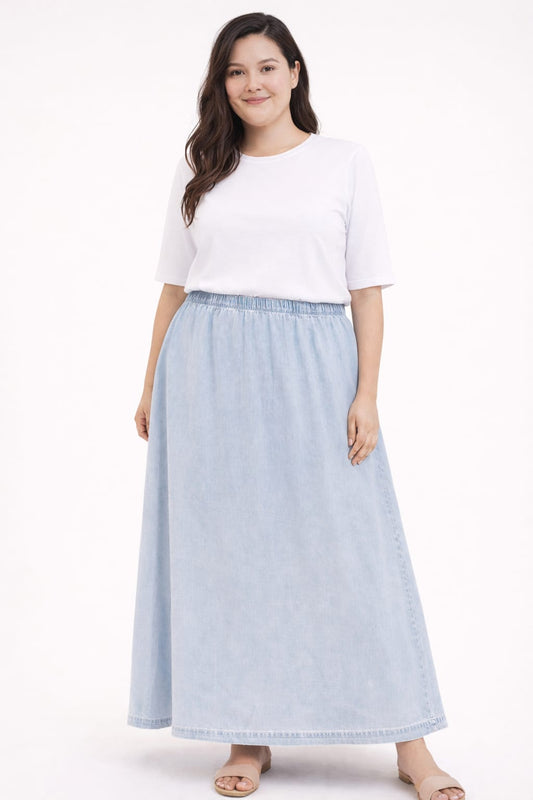 DENIM PULL-ON SKIRT