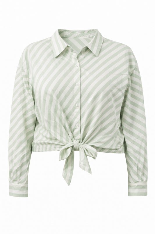 THE SAGE STRIPE TIE-FRONT TOP