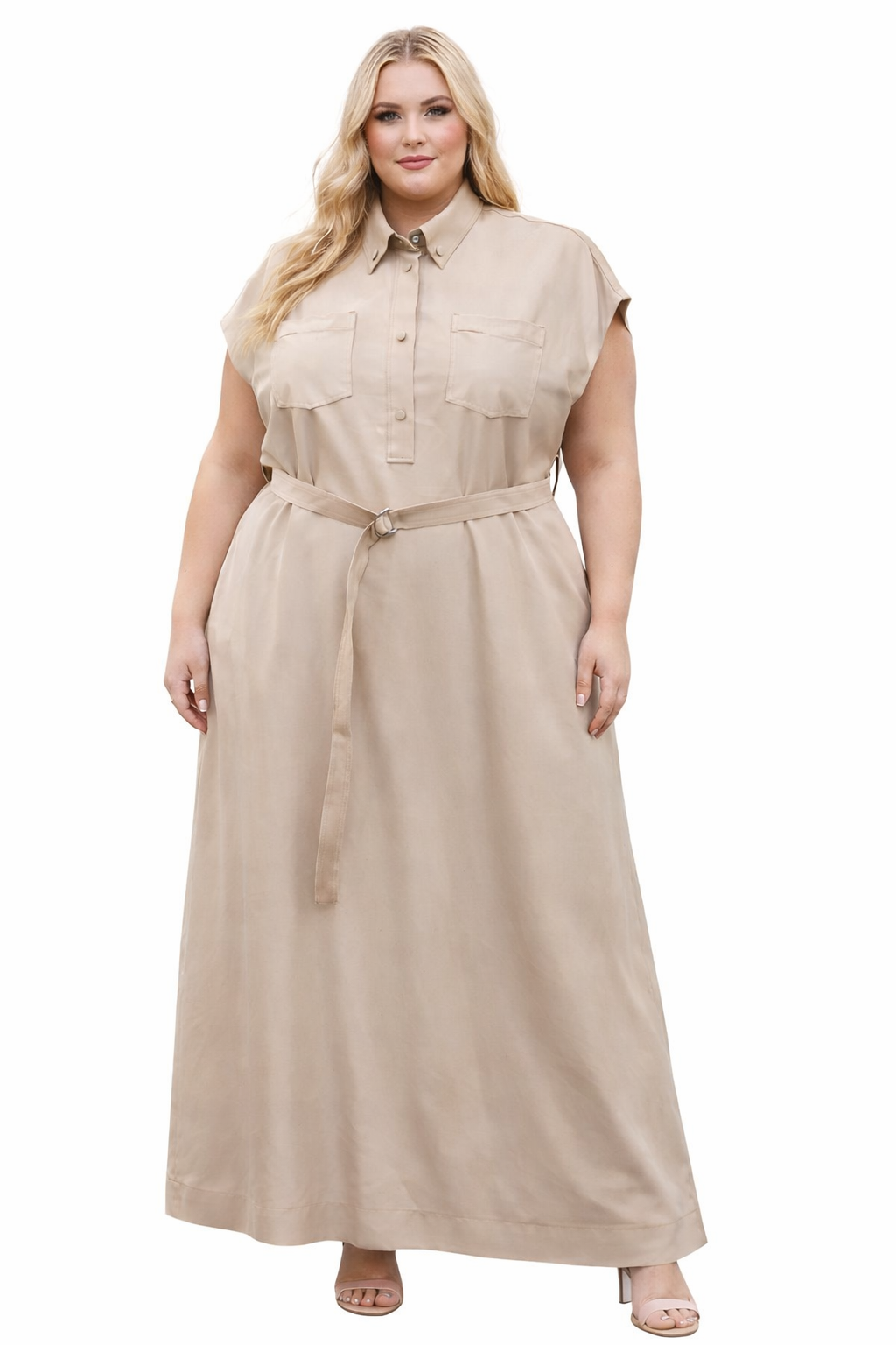 SLEEVELESS SHIRT DRESS