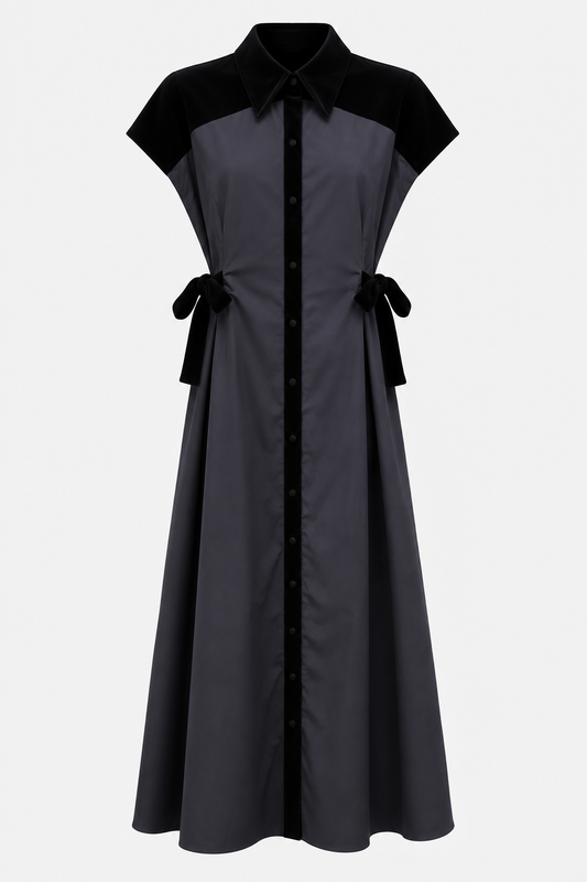 VELVET NOIR TIE DRESS
