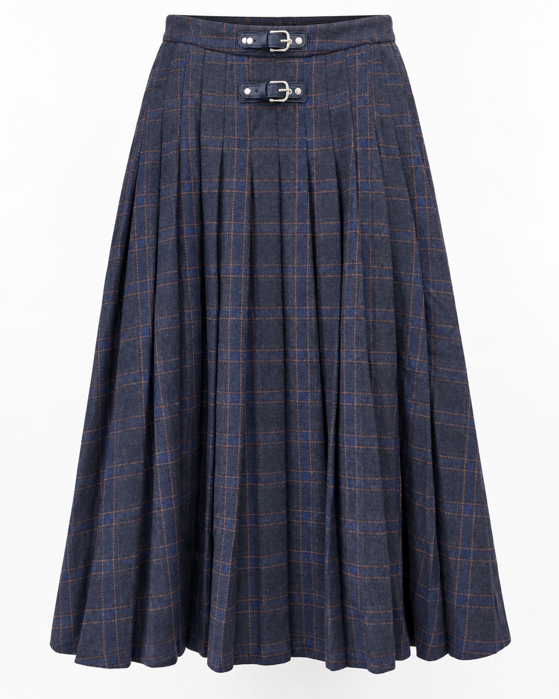 BUCKLE PLAID SKIRT