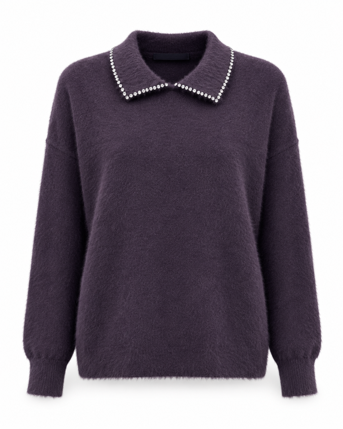 RHINESTONE COLLAR SWEATER