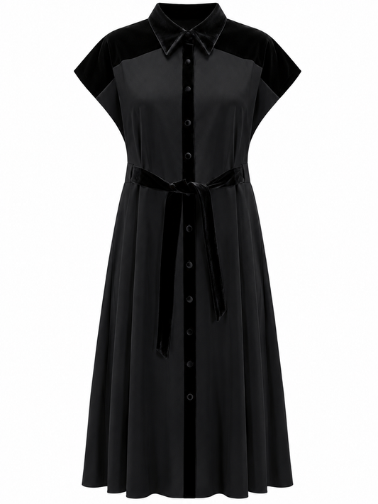 VELVET NOIR TIE DRESS