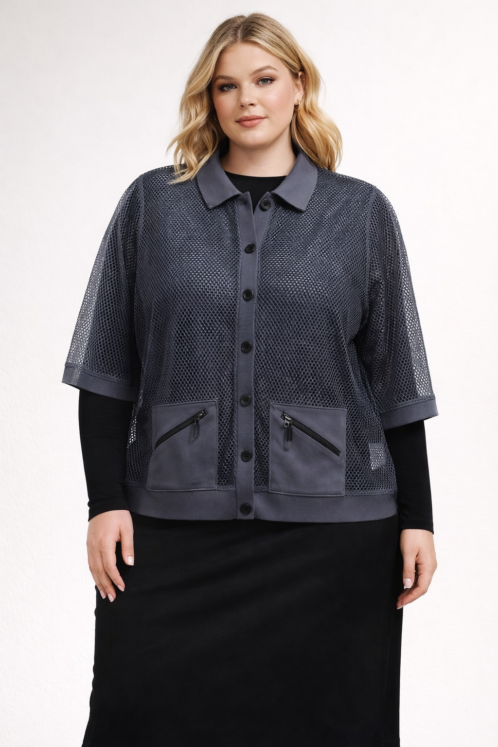 SLATE LUXE MESH UTILITY TOP