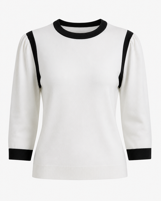 CONTRAST TRIM KNIT TOP